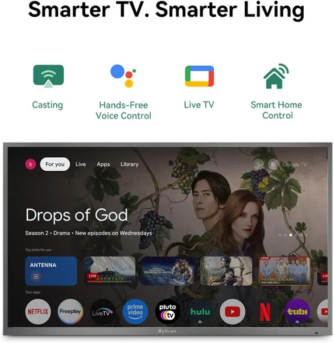 Vista 6 de SYLVOX Televisor exterior de 50 pulgadas, sol parcial de 1000 nits, IP56, Deck Pro 3.0 4K UHD, HDR10, Dolby Atmos, carcasa de metal completo