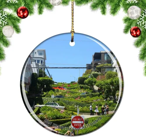Vista 17 de California San Francisco 16 Avenue Tiled Steps USA Christmas Tree Ornamento Decoración Colgante Colgante Decoración Ciudad Viaje Souvenir Colección