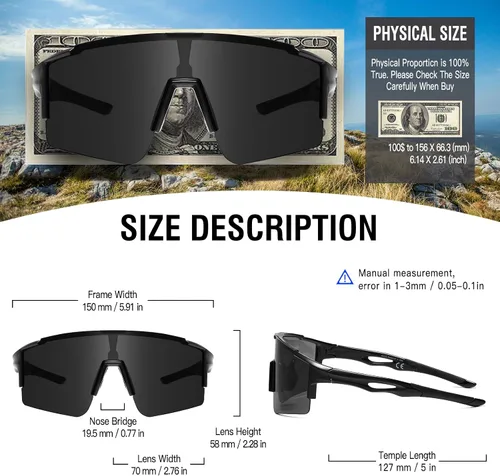 Vista 4 de DUCO Non Polarized Sports Sunglasses UV400 Running Shades DC0032 Impact-resistant Cycling Goggles Non-Slip Baseball Glasses Included Carry Case