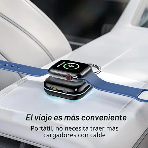 Vista 7 de HUOTO - Cargador portátil para Apple Watch, cargador magnético inalámbrico para iWatch de 1200 mAh, batería externa para viajes, llavero