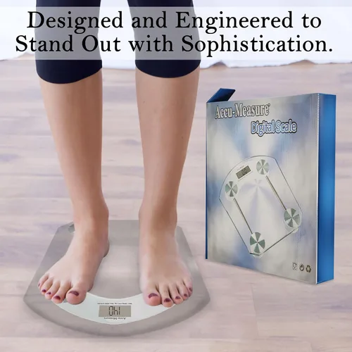 Vista 4 de Accu-Measure Báscula digital, precisa y precisa, báscula de baño y hogar, rastrea tu progreso, fácil de almacenar, hasta 400 libras