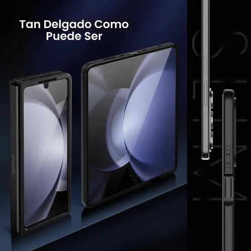Vista 6 de MAKAVO Funda magnética para Samsung Galaxy Z Fold 5 [compatible con MagSafe], delgada, translúcida mate, parte trasera dura y parachoques negro