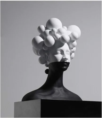 Vista 3 de Feng Chino Shui Estatua Escultura Personaje Decoración Abstracto Mujer Cara Arte Escultura Creativa Resina Meditación Humana Estatua Grande