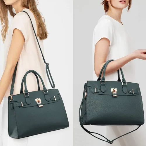 Vista 2 de Bolso de mano y bolsos para mujer con asa superior de avestruz bolsa de trabajo con cartera