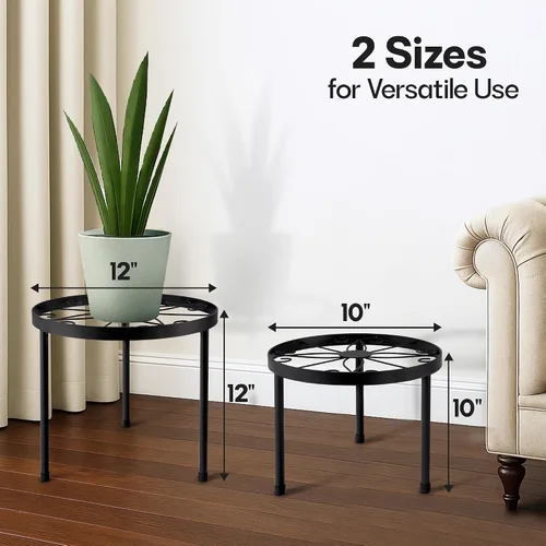 Vista 6 de Soporte para plantas de interior con ruedas, (2 tamaños), elevadores de metal para macetas (12 y 10 pulgadas de diámetro)