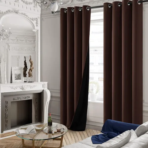 Vista 48 de Deconovo Cortinas opacas 100% con forro negro, cortinas con ojales aisladas térmicamente que reducen el ruido, doble capa para oscurecer
