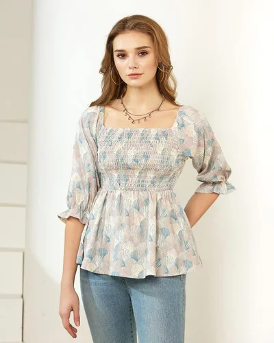 Vista 2 de noflik Blusa tipo babydoll con volantes y volantes para mujer