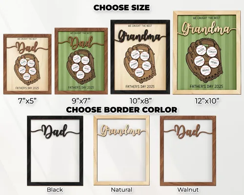 Vista 4 de Regalos personalizados de béisbol con texto en inglés «We Caught the Best Dad», regalos para el Día del Padre de parte del hijo, marco de madera