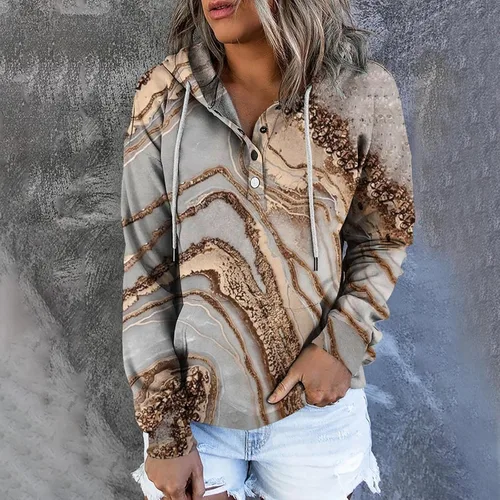 Vista 129 de Sudaderas con capucha para mujer, con cuello de botón, sin botones, con cordón, manga larga, lindas, ropa para adolescentes y niñas