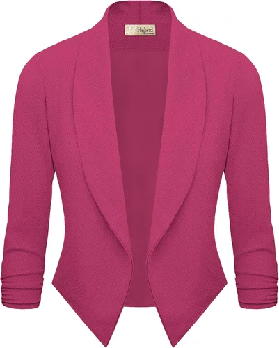 Vista 2 de Hybrid & Company Cárdigan Ligero de Frente Abierto Clásica Manga Fruncida Trabajo Oficina Blazer Chaquetas de Traje