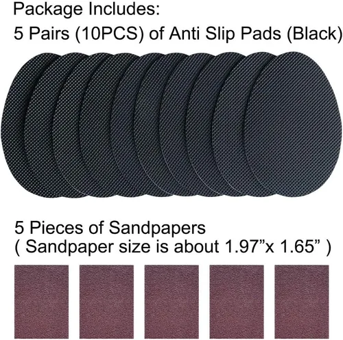 Vista 6 de Unikstep 5 pares de almohadillas de goma autoadhesivas antideslizantes, almohadillas de goma autoadhesivas antideslizantes, calcomanías y Negro