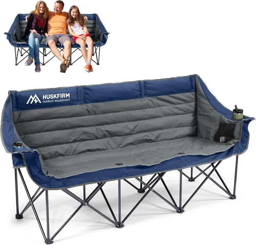 Vista 9 de Huskfirm 3 personas que acampan sillas plegables doble silla de campamento