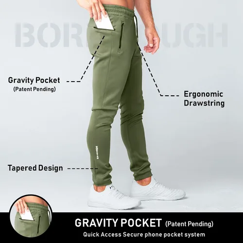 Vista 2 de Born Tough Pantalones deportivos ajustados para hombre, pantalones deportivos de entrenamiento para culturismo, gimnasio, pantalones de correr