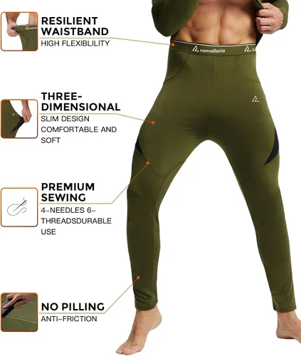 Vista 3 de Conjunto de ropa interior térmica para hombre, ropa interior larga 1#verde militar