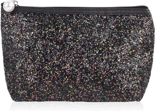 Vista 5 de RIAH FASHION Bolsa organizadora de embrague, bolsa organizadora de viaje, cosméticos, artículos de tocador, joyería, lindo bolso de lentejuelas
