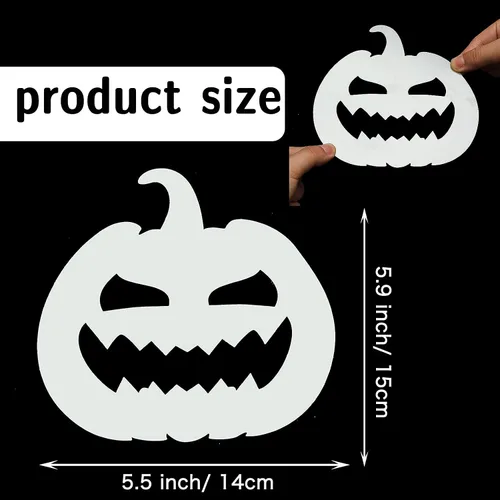 Vista 2 de Plantillas decorativas de calabazas de Halloween de 16 piezas de plantillas de calabaza de plástico reutilizables de dibujo de calabaza plantillas