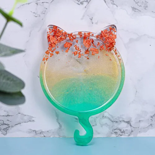 Vista 6 de Surakey Bandeja de silicona para gatos de Navidad, 1 molde de bandeja de resina, moldes de resina epoxi de silicona, posavasos para gato, alce