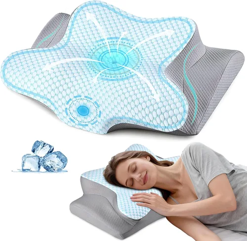 Vista 10 de Almohada cervical para el cuello para aliviar el dolor, almohadas de espuma viscoelástica de contorno para dormir, almohada ergonómica, almohada