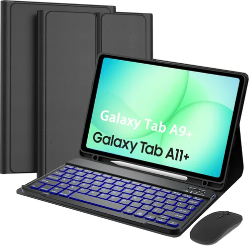 Vista 13 de Funda de teclado desmontable con mouse para Samsung Galaxy Tab S6 Lite de 10.4 pulgadas 2020/2022/2024, funda magnética de teclado