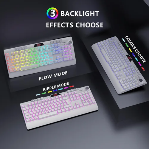 Vista 2 de H8 - Combo de teclado y mouse inalámbricos para juegos, batería recargable con retroiluminación LED de 3800 mAh, teclado anti-ghosting
