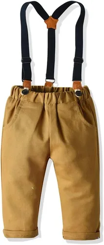Vista 3 de Moyikiss Studio Conjunto de traje con tirantes y corbatín, para niño y bebé
