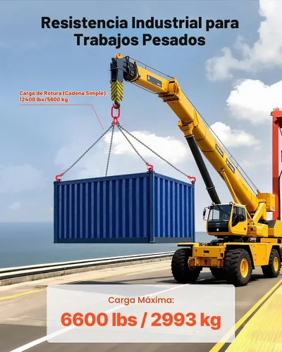 Vista 3 de VEVOR Eslinga de cadena, cadenas de elevación de 1/4 pulgadas x 5 pies con ganchos de agarre de 4 brazos, eslinga de elevación de acero de aleación