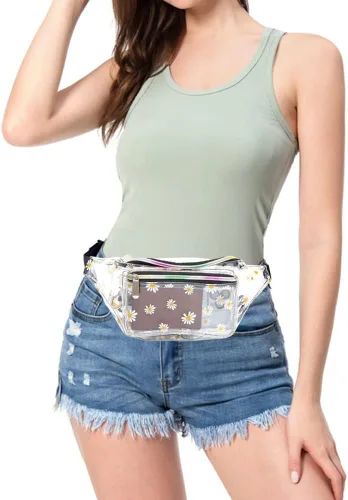Vista 7 de Riñonera holográfica Rave de los años 80 y 90 con estrellas brillantes, accesorios de moda para niñas, cintura y cinturón para la fiesta, festivales
