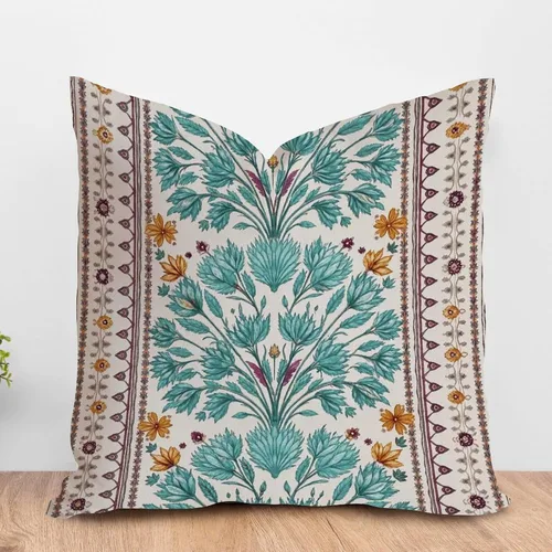 Vista 42 de ArogGeld Funda de cojín con flores verdes y blancas con flores grises y negras y hojas verdes en estilo chinoiserie, funda de almohada cuadrada