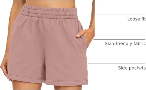 Vista 84 de AUTOMET Pantalones cortos deportivos para mujer, estilo casual, con cordón, cómodos, elásticos, de cintura alta, con bolsillos
