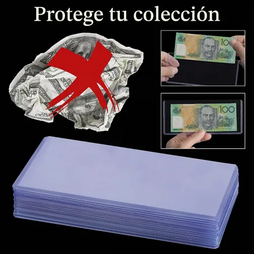Vista 4 de Uncle Paul PN03L60 - 60 soportes para dinero de papel transparente, 6.8 x 2.9 pulgadas, protector de billetes de PVC transparente, fundas para 60