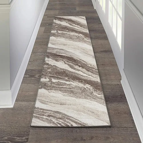 Vista 16 de LUXE WEAVERS Lagos Collection 7983 Alfombra geométrica, color marrón, tamaño 2 x 3 Art Deco Patrón de remolino de mármol, pila media, alfombra