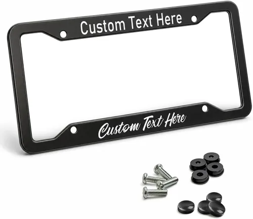 Vista 7 de Marco de placa personalizado de metal, soporte de placa de aluminio inoxidable para la parte delantera o trasera, accesorios exteriores para Negro