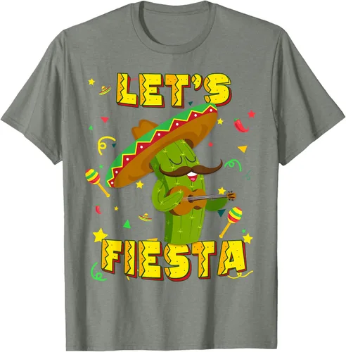 Vista 28 de Cinco De Mayo - Camiseta de regalo con sombrero de cactus Let's Fiesta, Negro, S