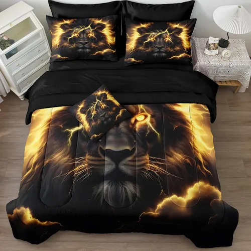 Vista 13 de Bedding_Dreamer Juego de ropa de cama Queen en una bolsa, diseño de sol y luna, espacio misterioso, decoración del hogar, edredón de plumón