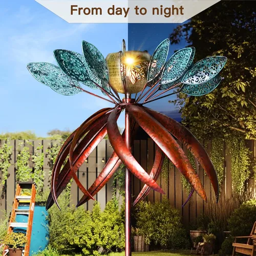 Vista 5 de Molinillos de viento para patio y jardín, molinillos de viento para exteriores, metal grande, 77 pulgadas, molino de viento cinético y esculturas