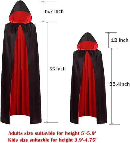 Vista 5 de Disfraz de mago de bruja de Halloween para niños, capa de vestir de vampiro pirata, capa reversible para fiesta de cosplay
