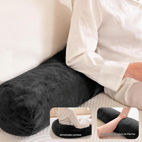 Vista 9 de SyMax Almohada corporal de 7.8 x 47 pulgadas para adultos, almohada corporal larga y redonda para adultos, almohada con funda de poliéster Negro