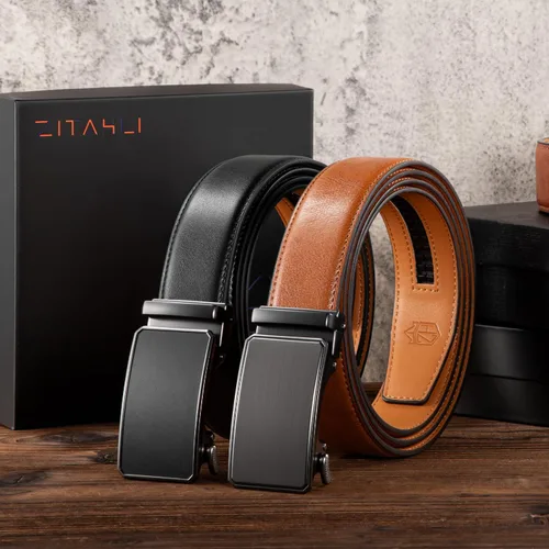 Vista 6 de Zitahli Cinturón para hombre, paquete de 2 unidades, diseño de cinturón de cuero para trabajo, negocios y pantalones de golf casuales, accesorios