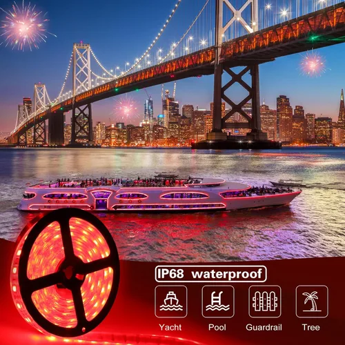 Vista 4 de Tira de luces LED marinas, 12 V, 6.56 pies, IP68, impermeable, luces LED subacuáticas, luz interior de barco, luces de cubierta de barco, luces