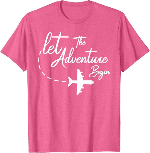 Vista 30 de Let The Adventure Begin - Camiseta inspiradora en modo de viaje en avión, Negro, S