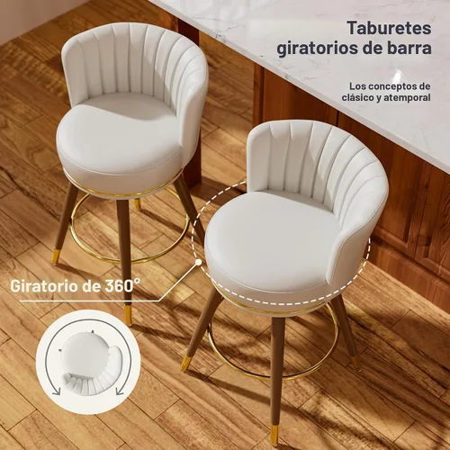 Vista 6 de SeekFancy Juego de 2 taburetes de bar giratorios de 24 pulgadas, taburetes de bar de altura de mostrador con respaldo, taburetes de cocina
