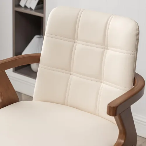 Vista 7 de MEKLIBA Taburetes de bar de 26” de altura de mostrador, Silla de bar tapizada en cuero, Taburetes giratorios con respaldo y brazos, Juego moderno