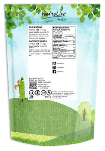 Vista 2 de Food to Live - Frijoles mungos secos (Kosher, Granel)