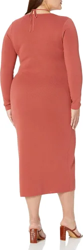 Vista 4 de The Drop Vestido midi Corbin de manga larga con detalle halter para mujer