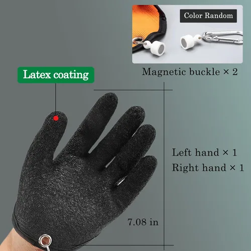 Vista 4 de Zoranala 2 guantes de pesca para hombre con liberación magnética, guantes de pesca antideslizantes profesionales, guantes de pesca a prueba