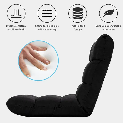 Vista 8 de Giantex Sofá ajustable para juegos de piso, acolchado de 14 posiciones, plegable, reclinable perezoso, esponja de alta resistencia, tela de algodón