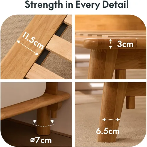Vista 8 de FLEXISPOT Hako G1 - Cama de plataforma de madera maciza tamaño Queen con montaje sin herramientas Roble natural