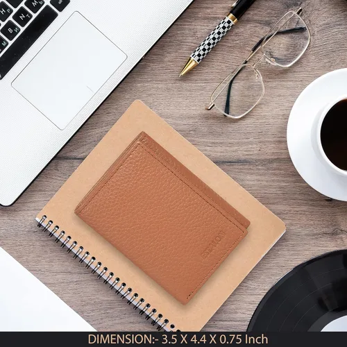 Vista 5 de ESTALON Slim RFID Wallets for Men - Genuine Leather Front Pocket Trifold Wallet