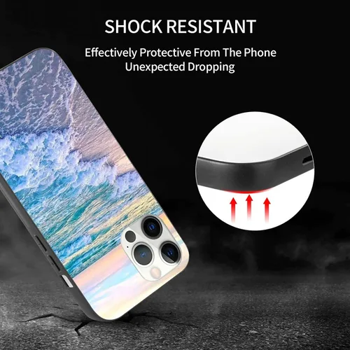 Vista 6 de Funda compatible con iPhone 11, funda estética Beach Wave Sunset Glow para iPhone, protección contra caídas, delgada, a prueba de golpes, funda