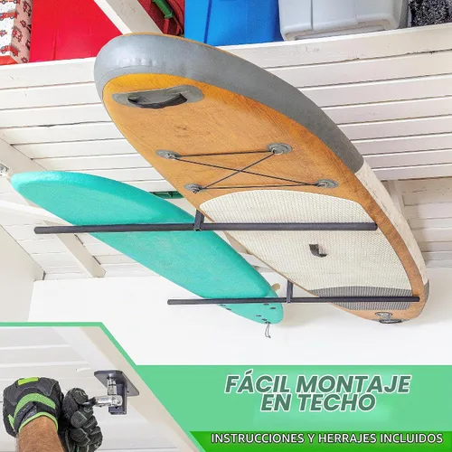 Vista 6 de GoSports Soporte para kayak para montaje en techo de garaje, perchas de almacenamiento ajustables para 2 kayaks, SUP o tablas de surf